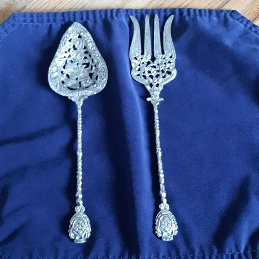 Vintage Paragon triple plate serving spoon and fork.